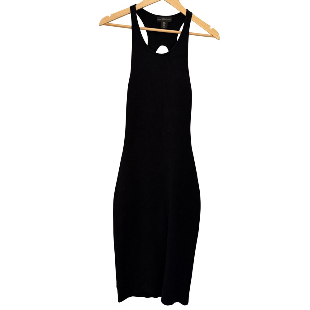 House of Harlow 1960 Knit Dress Womens Medium Black Excellent Backless Midi‎